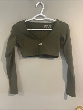 437 Long Sleeve Bra Top forest green size XS